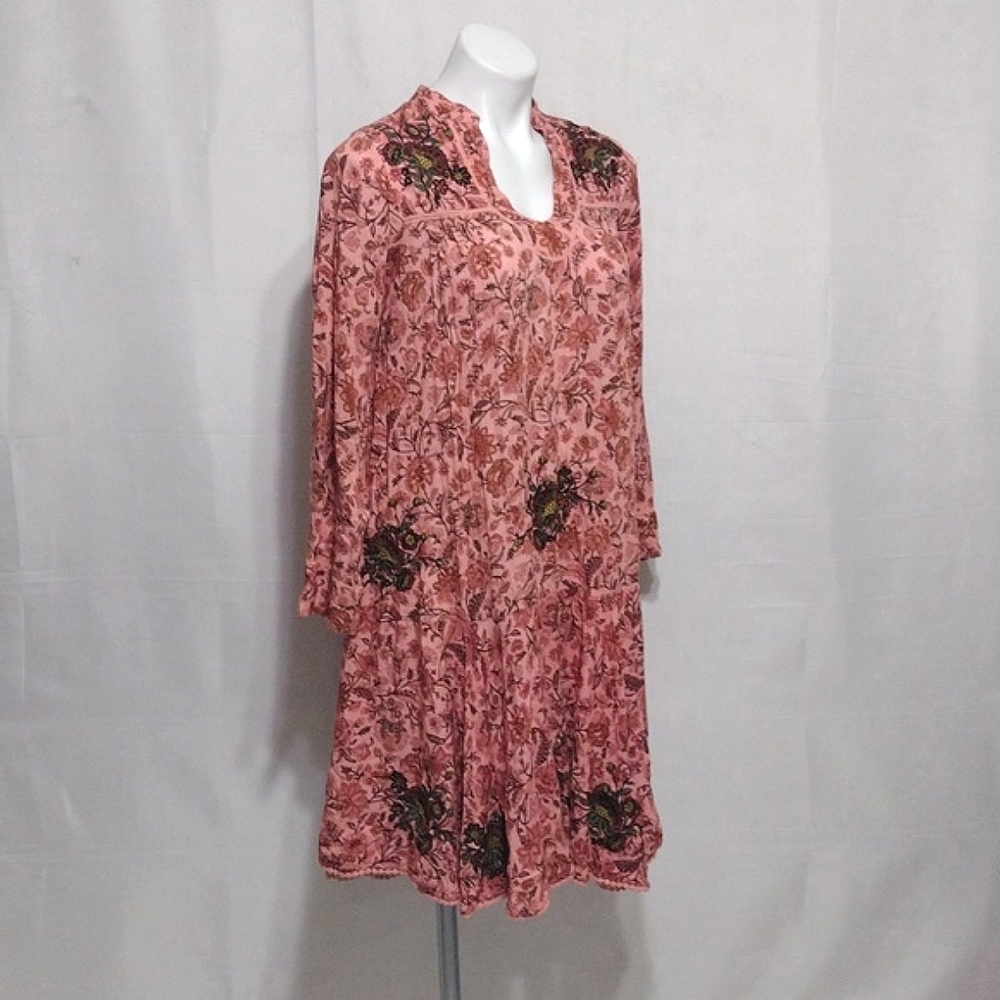Ollari Anthropologie Embroidered Floral Oversized Flowy Boho Dress XXS - Picture 7 of 14